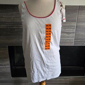 NWT Company Ellen Tracy White Tank Top - Red Trim Ringer - XXL/TTG